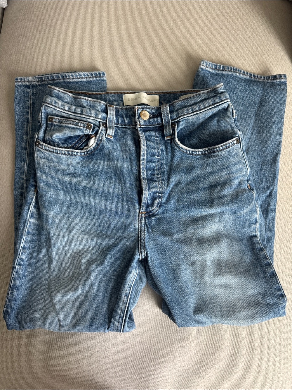 Denim Forum Women's Light Blue Cropped Ankle Jeans
